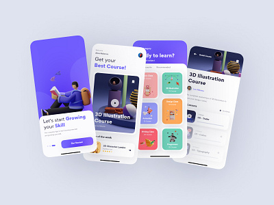 Online Course App animation app branding design edtech graphic design icon illustration illustrator logo minimal typography ui uidesign uiux ux vector web