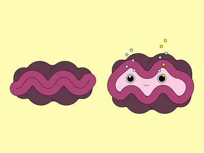 Tridacna animation biological illustration biology character cute education flat illustration minimal oyster school program science sea tridacna vector water web