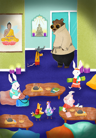 Children's Book - Suki'nin Yoga Stüdyosu animal bear character character design characterdesign childrens book design illustration panda rabbit