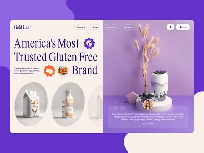 Gold Leaf - Gluten-Free Food Store ai baige bright concept dailyui design desktop diet e commerce eco food gluten product purple shop store ui ux webdesign website