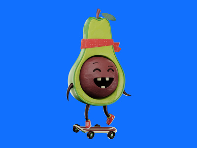 Avocado Skateboard Boy 3d avocado blender boy character game design guy lowpoly modeling render skateboard vegetable
