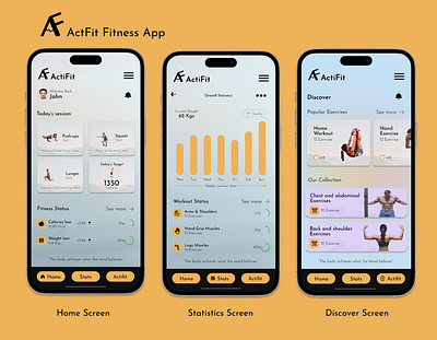 Actfit Fitness App app branding design fitness fitnessapp fittrainingapp graphic design illustration logo typography ui ux vector