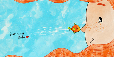 Children's Book - Balığım Burnumu Öptü character character design characterdesign childrens book design fish illustration