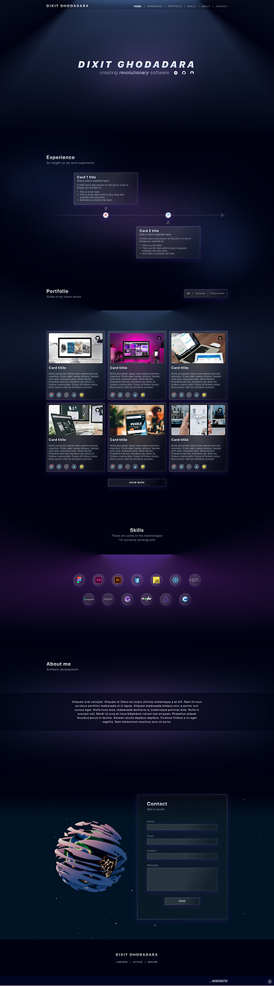 DixitG Online Portfolio dark design modern portfolio uiux website