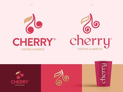 Cherry® - Logo Versions art branding cherry coffee coffee shop creative design graphic design icon illustration logo logofolio logofolios logos logotype minimal shop sweets symbol versions