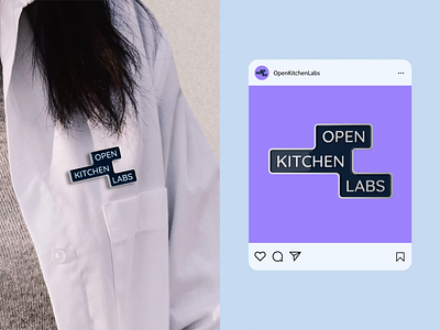 Open Kitchen Labs: Logo Pin 3d clean coat coworking dynamic instagram kitchen lab labs logo mockup motion movement open pin purple spinning