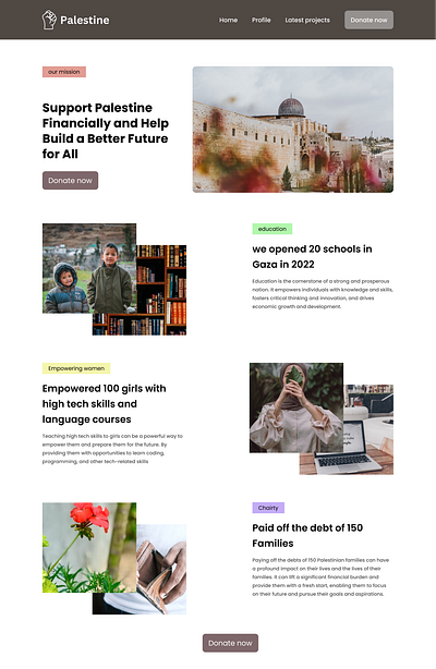 Crowdfunding Campaign for Palestine - Concept figma landing page ui web design webflow website