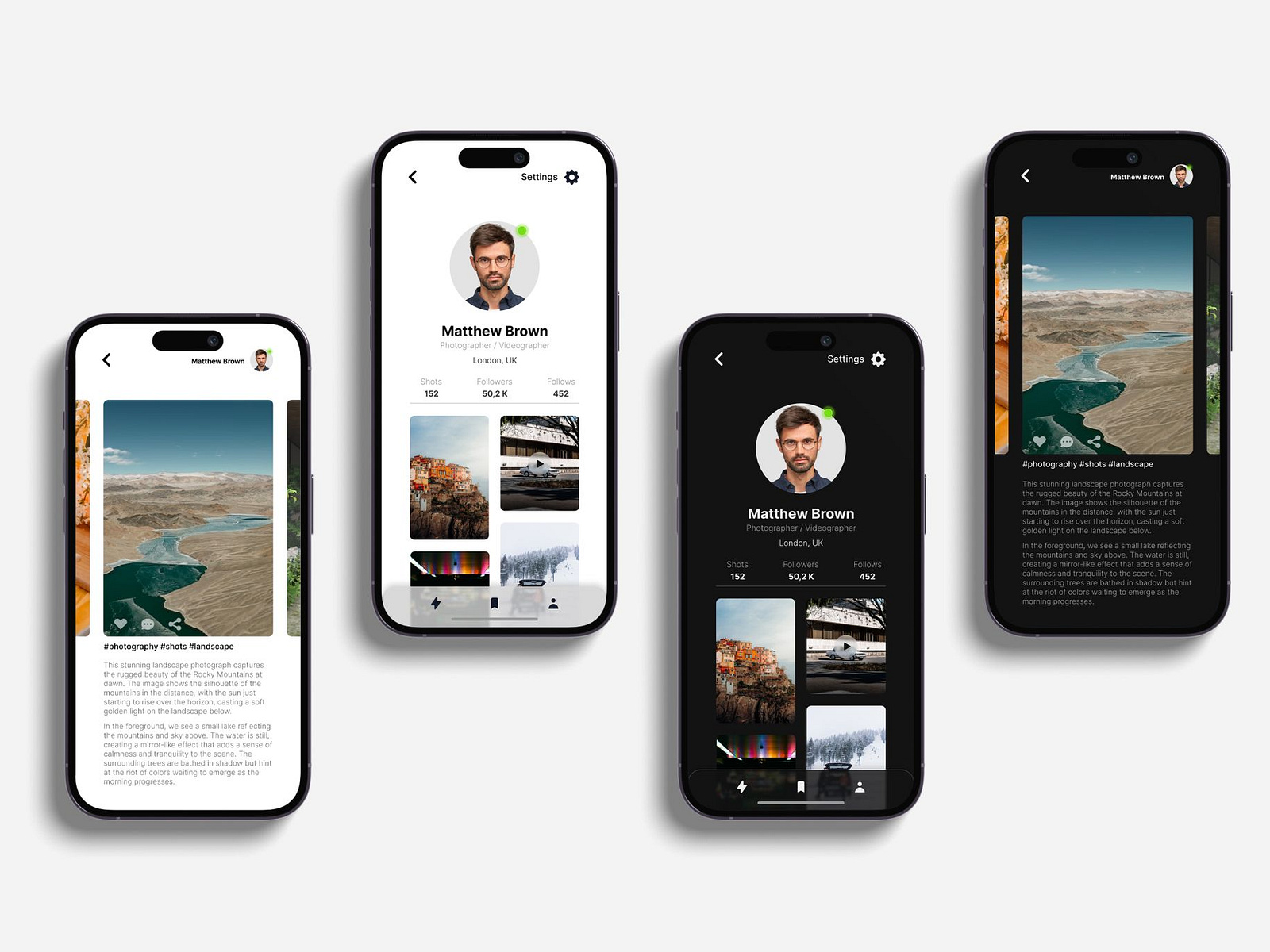 User Profile UI / Light and Dark mode by KeyBee on Dribbble