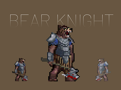 Bear knight pixel art 16bit 8bit animation aseprite bear concept art frame by frame game game character illustration kinght pixel art pixelart