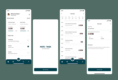 Moti-task planning app app ui ux