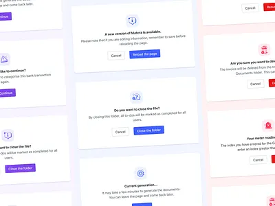 Dialogs app design design system dialogs icons interface matera product saas ui ux