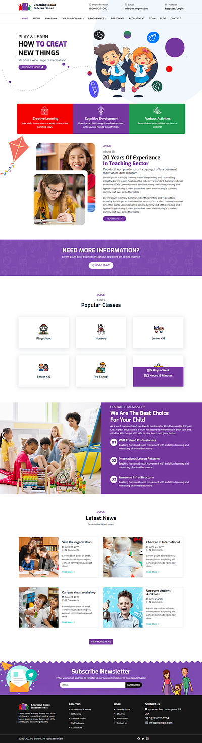 School Landing Page Design design graphic design mock up nursery mock school mock up vector
