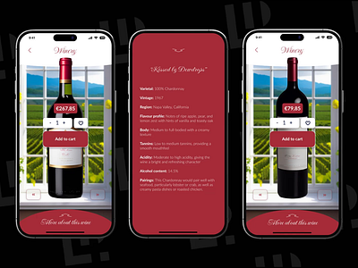 App for selling wine / winery app ✨ app appdesigner applicationdesign applications drinkwine ios mobile mobiledesigner redwine ui uidesigner uiux vino wine wineapp winery