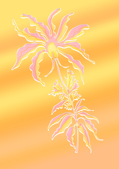 iridiscent gradient flower design draw fashion flora floral flower futuristic gradient graphic design illustration iridiscent painting palm print yellow