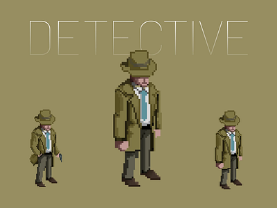 Detective pixel art 16bit 8bit animation aseprite concept art game illustration pixel art pixelart