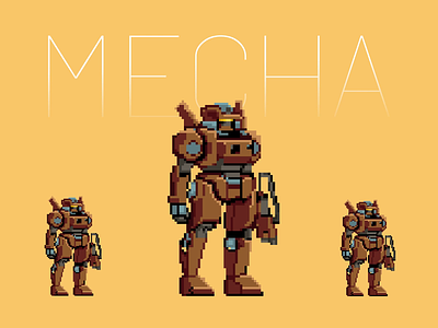 mecha robot pixel art 16bit 8bit animation aseprite game game character illustration pixel art pixelart robot
