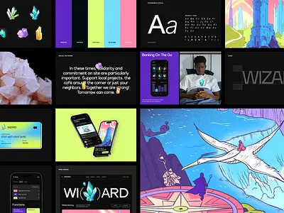 Wizzard Banking App Branding app bank banking brand guidelines brand identity branding illustration ios landing mobile