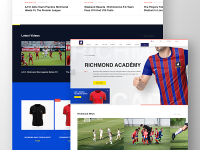 Richmond Académy - Football Club Landing Page design football graphic graphic design interface landing page ui uiux ux website