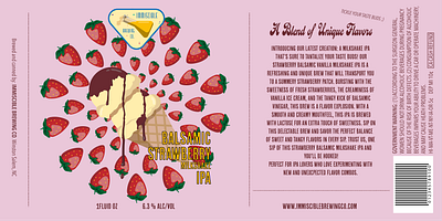 Balsamic Strawberry IPA by Immiscible Brewing beer branding brewing graphic design illustration ipa logo typography vector