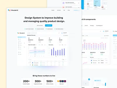 WunderUI - website dashboard design header landing page layout presentation uidesign uikit website