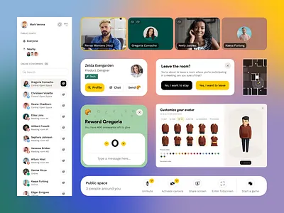 Virtual Office 3d avatar camera customization items map sidebar ui virtual office webcam