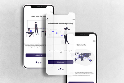 Walkthrough screen for community app(Iphone) 3d adobexd animation branding figma graphic design logo ui uiux uiux design