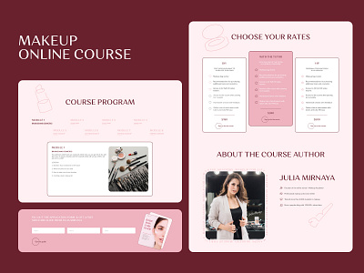 Makeup online course design landing makeup online course ui