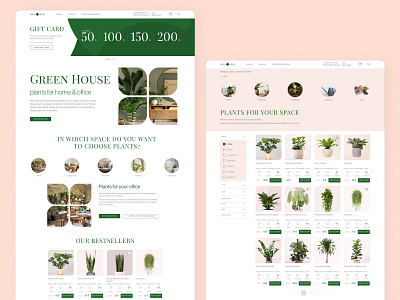 House plant online store cart catalog design first page online store plant store plants product card ui ux