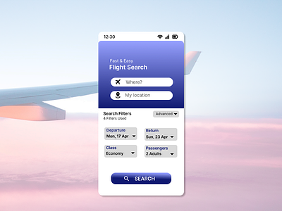 Flight Search 068 app branding dailyui design flight search logo ui ux vector