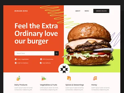 Food Web Site Design: Landing Page / Home Page UI app branding dailyui design dribbble2023 food food item food landing page food web landing page popular restaurants typography ui ux web web design webdesigner website website design