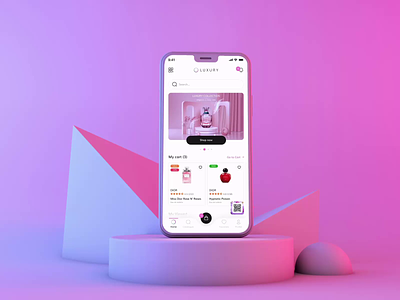 Perfume shop application 3d android animation application beauty design homepage ios makeup mobile motion graphics parfume product shop store ui ux web webdesign wishlist