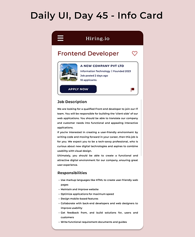 Daily UI, Day 45 - Info Card 100daychallenge 100daysofui 100daysofux dailyui dailyuichallenge dailyuiday45 design infocard ui uichallenge