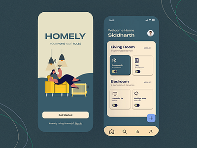 Homely - Smart Home Mobile UI Design app branding design illustration typography ui ux vector
