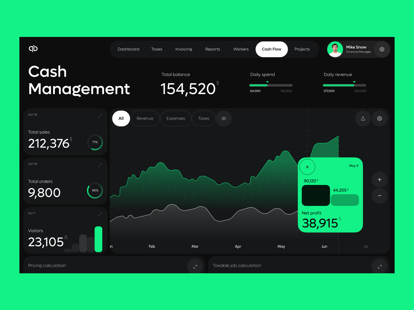QuickBooks - Finance Service Management accounting banking bookkeeping business finance financial fintech invoicing managment money payment payroll service taxation web withdraw