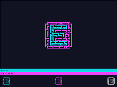 Enigmatic E - Labyrinth-Style Neon Logo bright e graphic design labyrinth logo logo design logotype monogram neon colors vibrant design