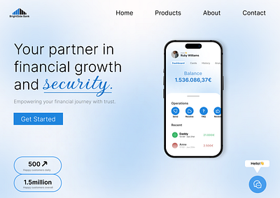Bank Landing Page(BrightSide Bank)🏦💵💸 app clean dailyui design minimal mobile ui ux web web design website