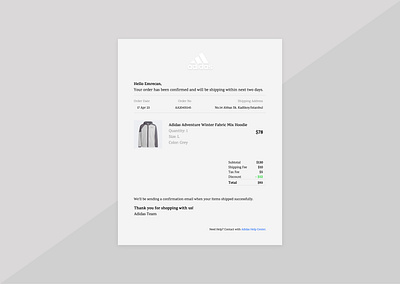 Daily UI 017 | Email Receipt 017 adidas dailyui email emailreceipt mailing receipt ui