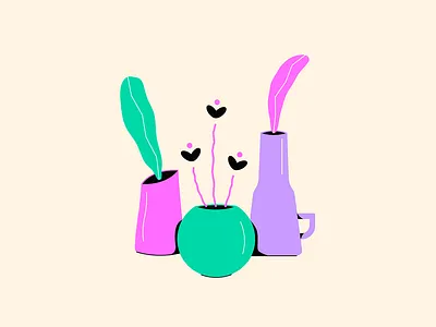Jugs and plants digital illustration flat illustration illustration 2d illustrator minimal art plants vector