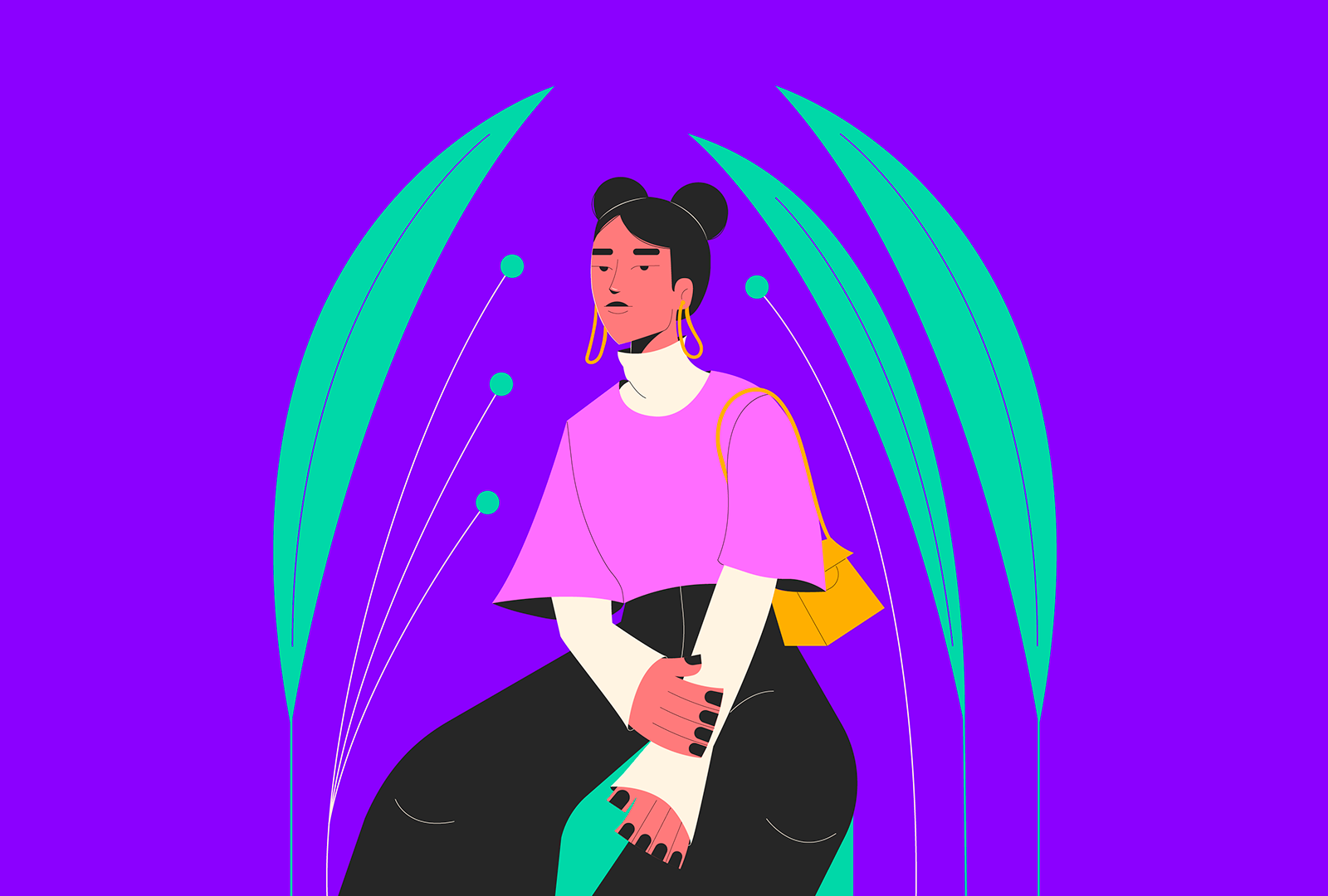 stylish girl character digital illustration fashion flat girl illustration illustration 2d illustrator shape vector