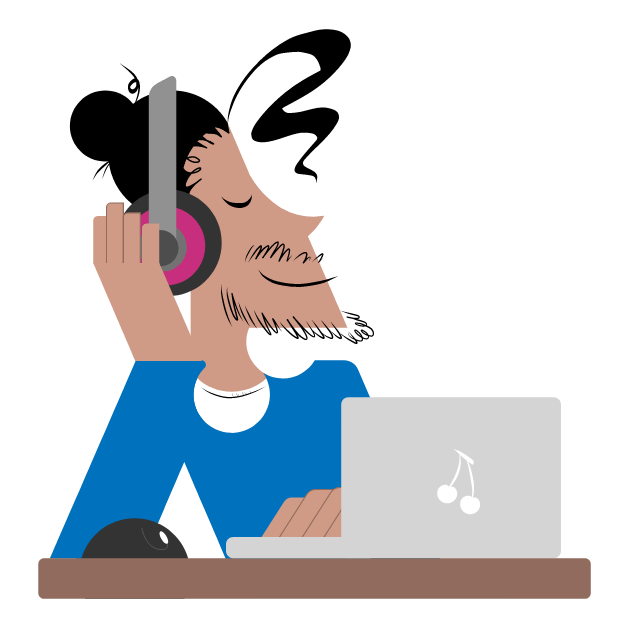 Young person listening to some music animation graphic design illustration motion graphics vector web website