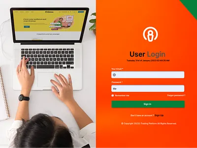 Desktop Login Screen - Trading Platform branding figma graphic design loginpage signup typography ux