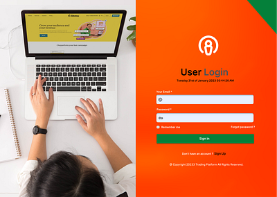 Desktop Login Screen - Trading Platform branding figma graphic design loginpage signup typography ux