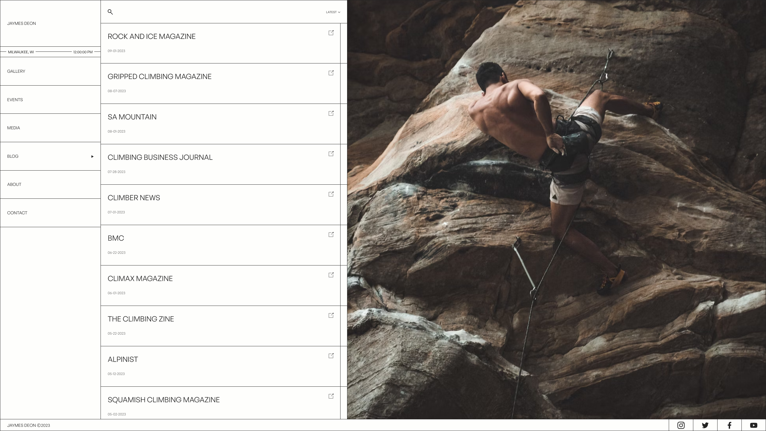 Media page on desktop