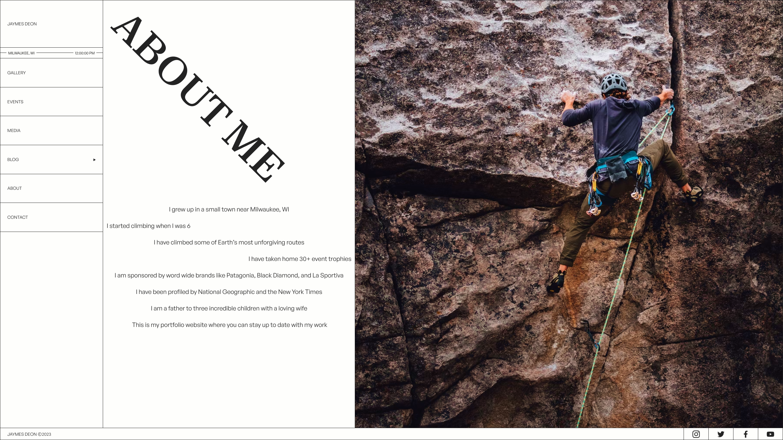 About page on desktop