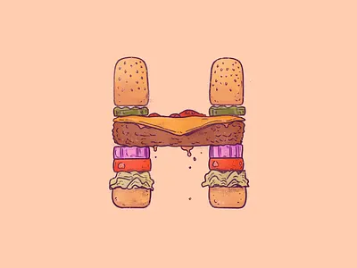 36 Days of Type: Hamburger 36 days of type art burger design drawing fast food food foodie h hamburger illustration type typography