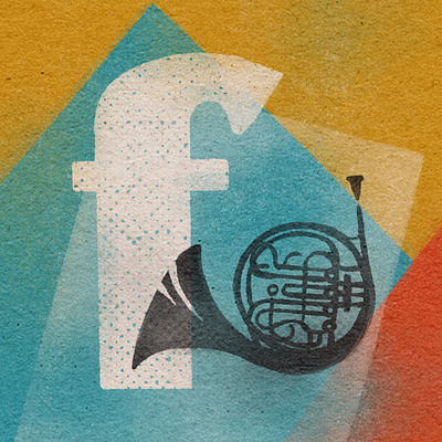 f is for french horn - 36 days of type design f horn illustration letter mid century texture type typography