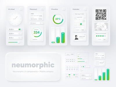 Neumorphic UI Kit for Figma (free) 3d ui light ui minimal minimalistic minimalistic ui mobile ui mobile ui kit neumorphic neumorphism skeumorphic skeumorphism ui kit