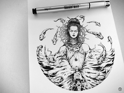 Daily Inkwork art black and white copic design drawing illustration illustrator inking inkwork line art tattoo design traditional art