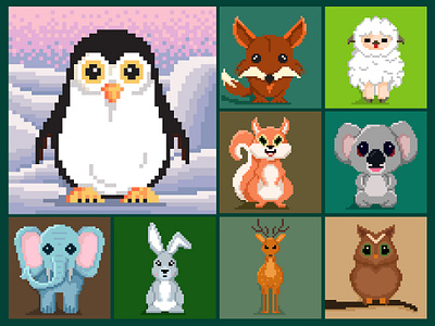 Pixel animals caracter design illustration illustration art pixel