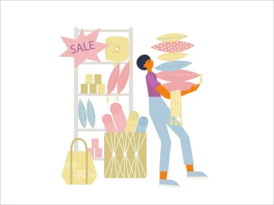 In home decor department character decoration design illustration man pillow sale vector